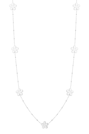 Long necklace with balls and flowers - Silver Color color h5 