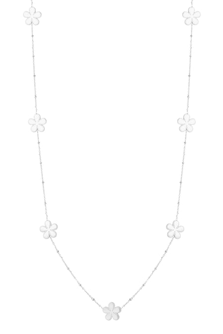 Long necklace with balls and flowers - Silver Color color 2