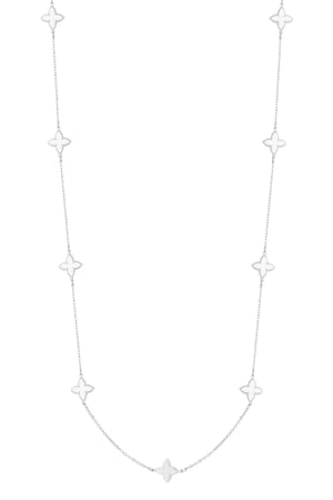 Long necklace with clover charms - Silver Color color h5 