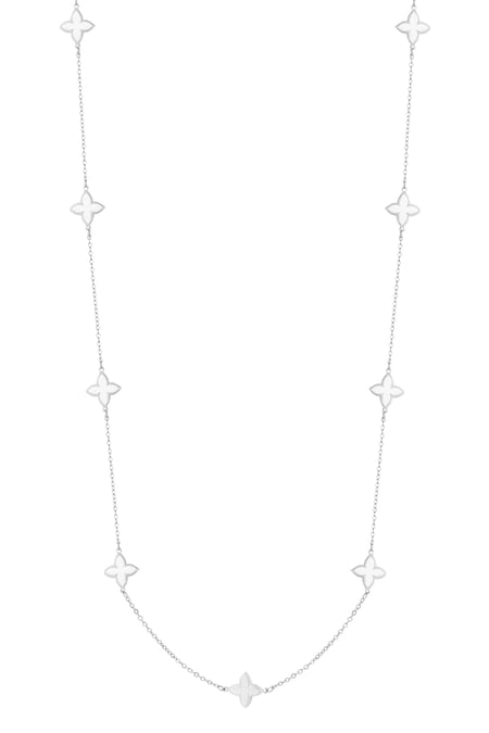 Long necklace with clover charms - Silver Color color