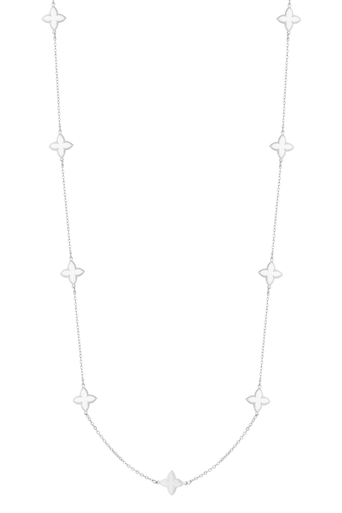 Long necklace with clover charms - Silver Color color 