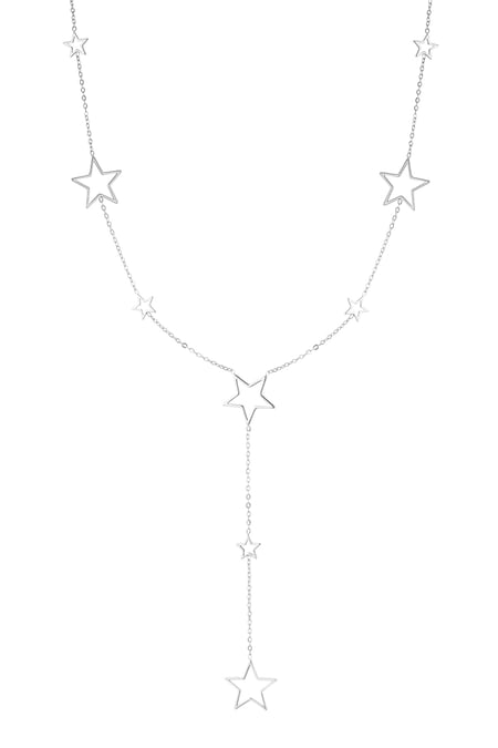 long necklace with different star charms - Silver Color color