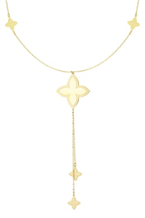 Long necklace with various clover charms - Gold color h5 