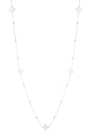 Long necklace with five flowers - Silver Color color h5 