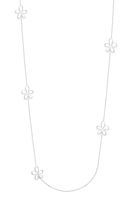 Long necklace with flower charms - Silver Color color 2