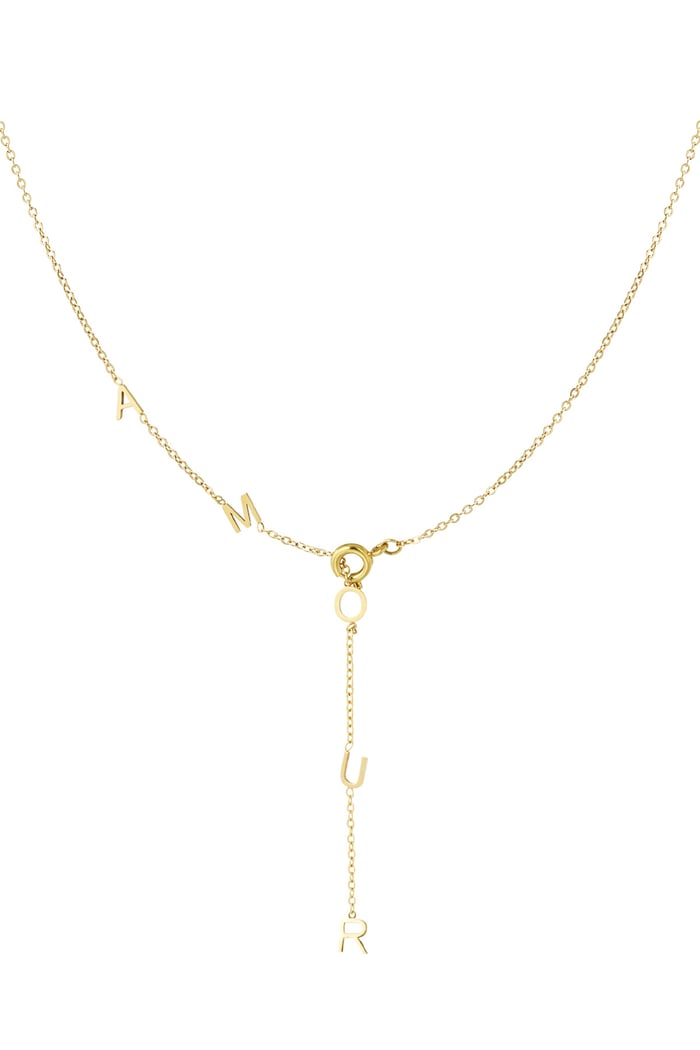 Long necklace amour - Gold color 