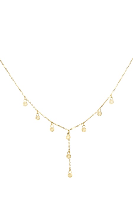 Long necklace with round charms - Gold color