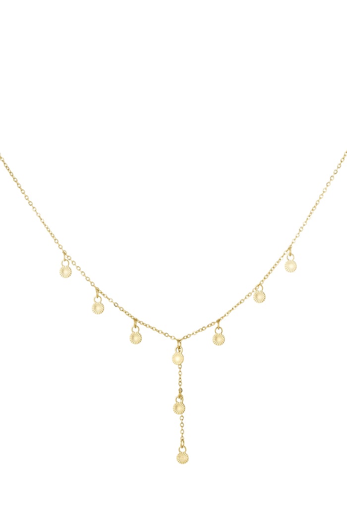 Long necklace with round charms - Gold color 