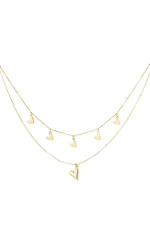 Double heart necklace - Gold color h5 