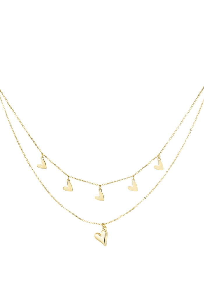 Double heart necklace - Gold color 