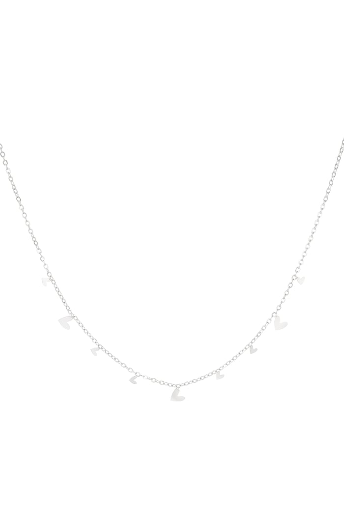 Necklace all over hearts - Silver Color color 