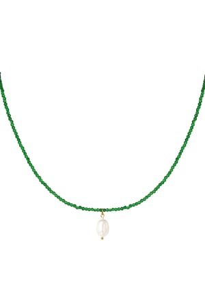 Beads necklace with pearl pendant - green h5 