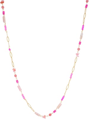 Long necklace summer feeling - pink Gold color h5 