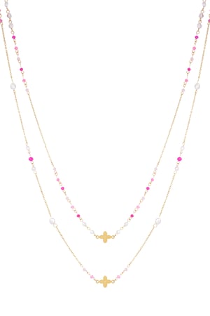 Double clover necklace - fuchsia  h5 