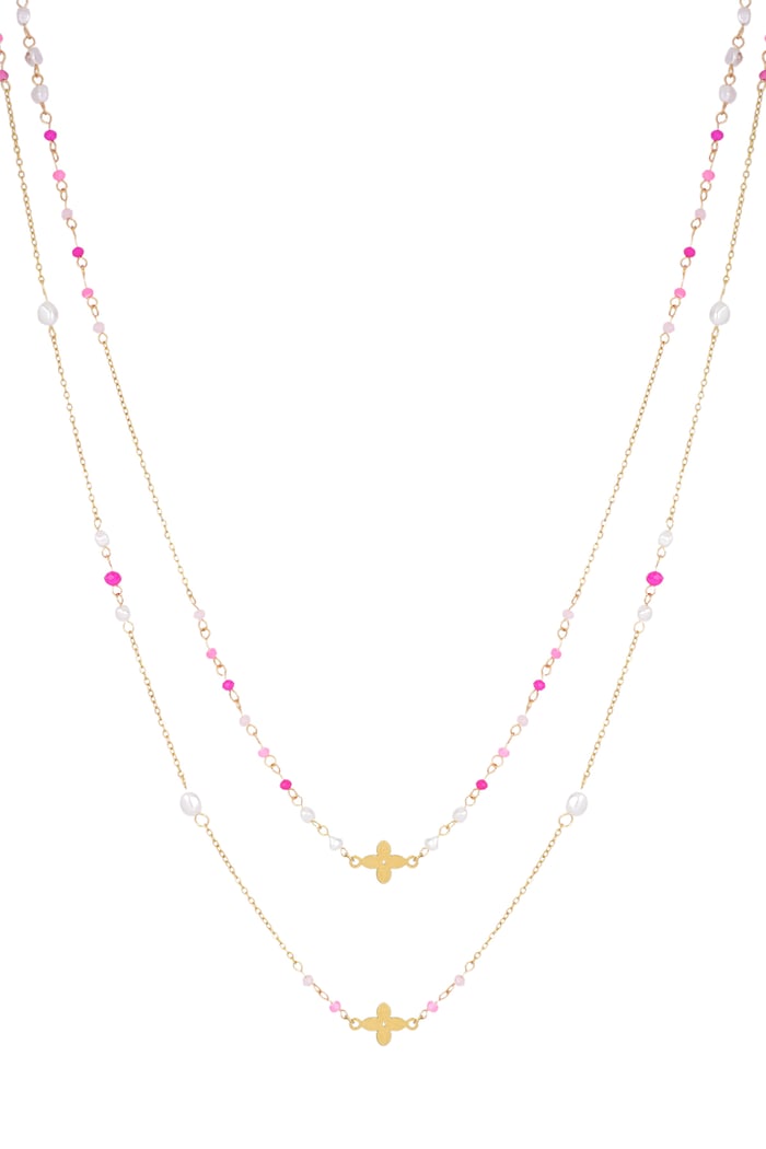 Double clover necklace - fuchsia  