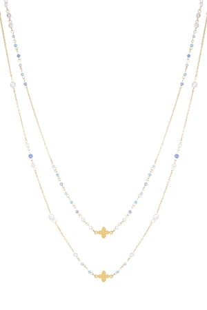 Double clover necklace - blue/Gold color  h5 