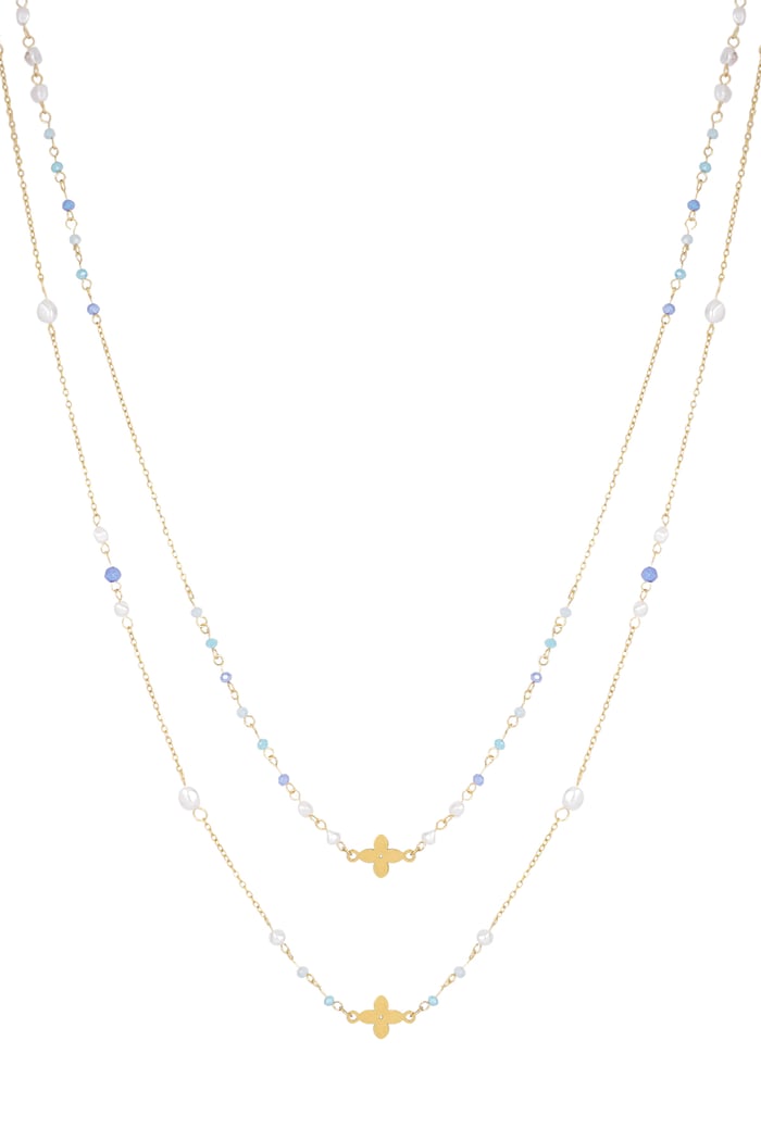 Double clover necklace - blue/Gold color  