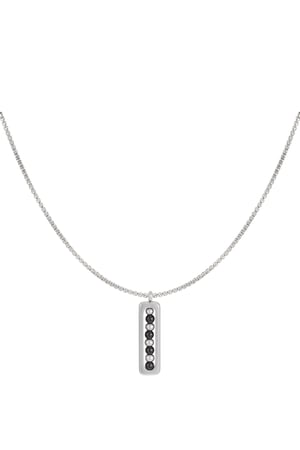 Men's necklace with ball charm - black/Silver color  h5 