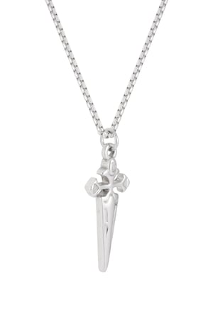 Simple men's necklace with sword charm - Silver Color color h5 Picture5