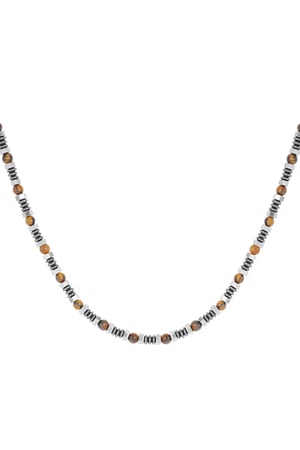 Men's necklace with charms and beads - brown  h5 