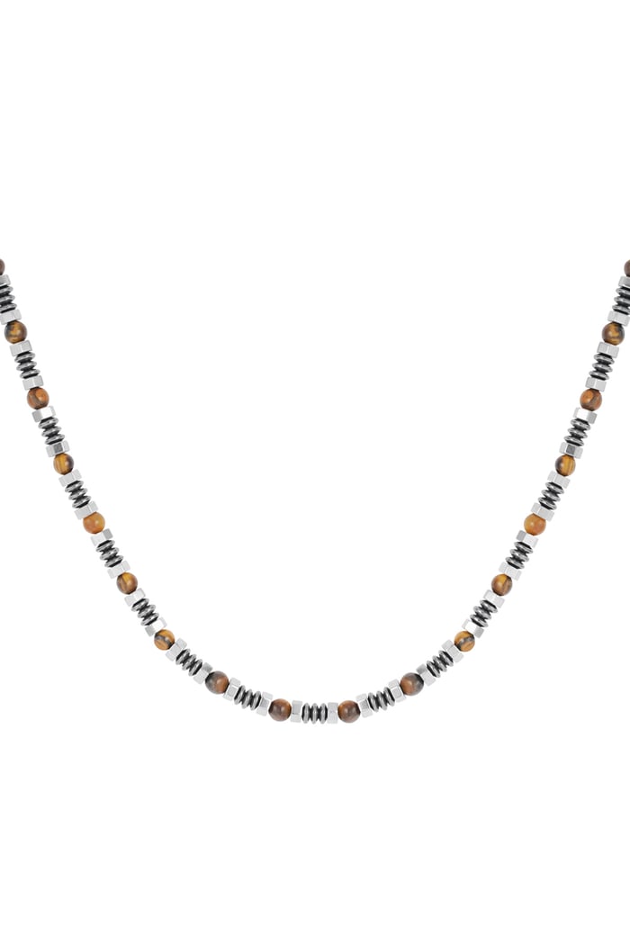 Men's necklace with charms and beads - brown  