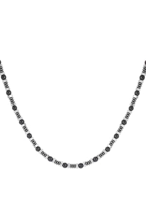 Men's necklace with charms and beads - black/Silver color  h5 