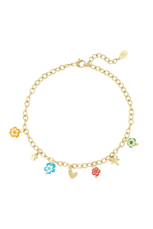 Anklet festive florals - Gold color h5 