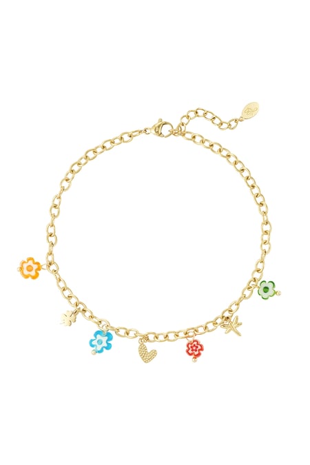 Anklet festive florals - Gold color