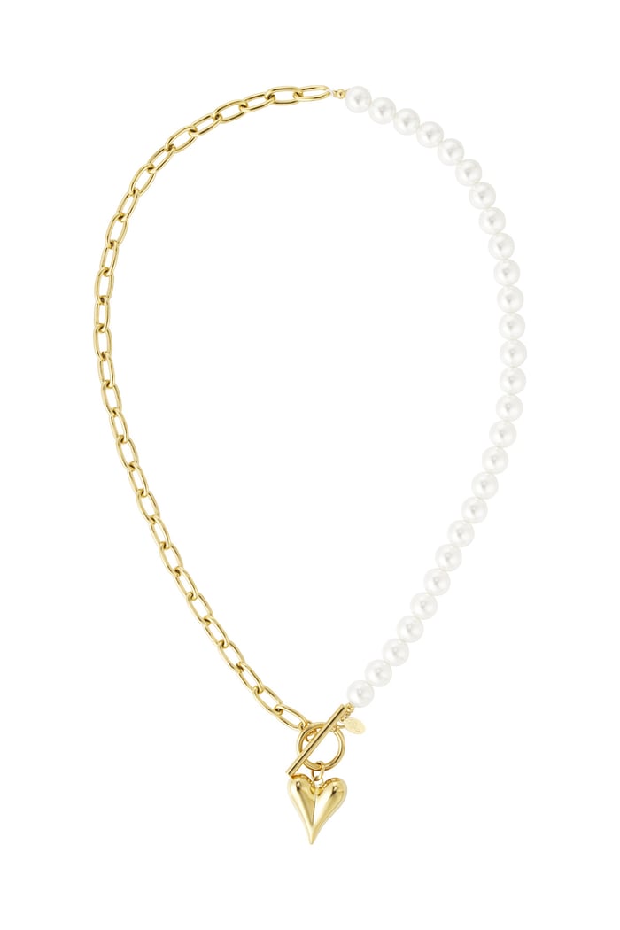 Pearl necklace with hearts - Gold color Picture5