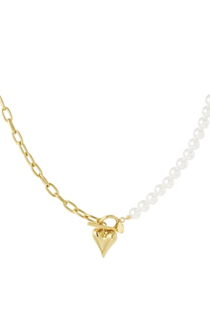 Pearl necklace with hearts - Gold color h5 