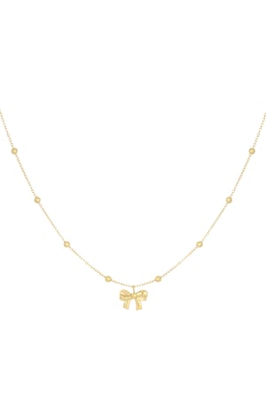 Necklace with balls and bow - Gold color h5 