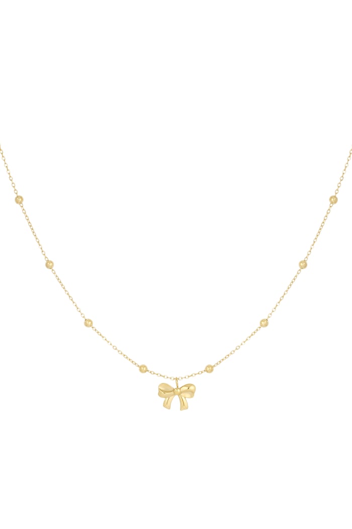 Necklace with balls and bow - Gold color 