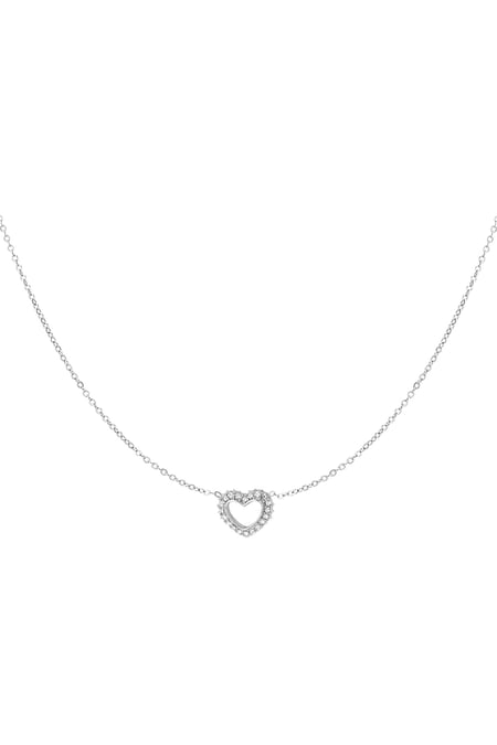 Diamond heart necklace - Silver Color color