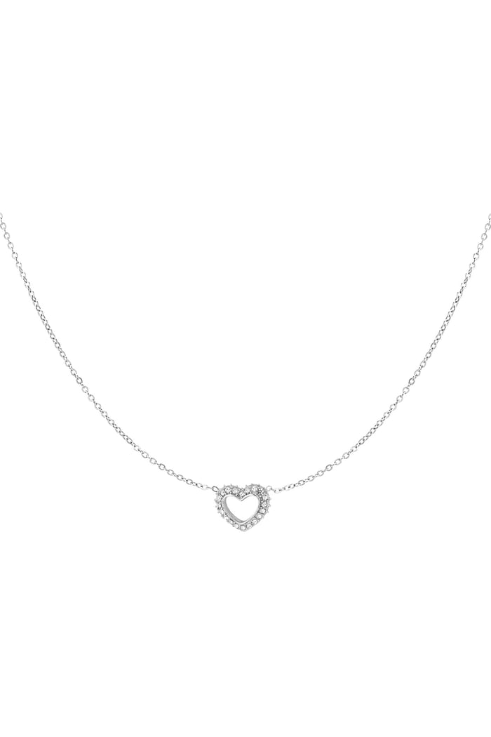 Diamond heart necklace - Silver Color color 