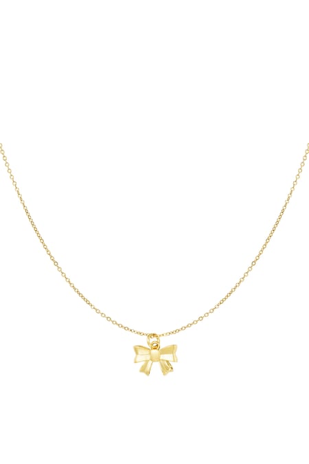 Simple necklace with bow pendant - Gold color