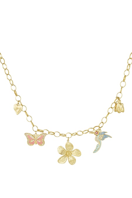 Charm necklace wild floral - Gold color