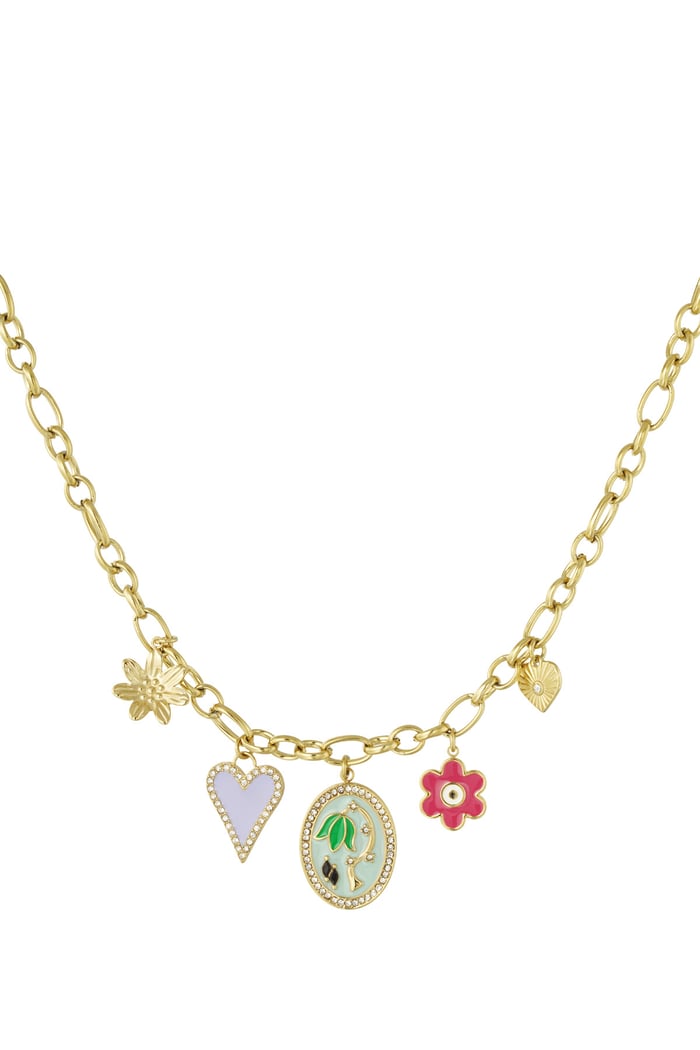 Roses road charm necklace - Gold color 