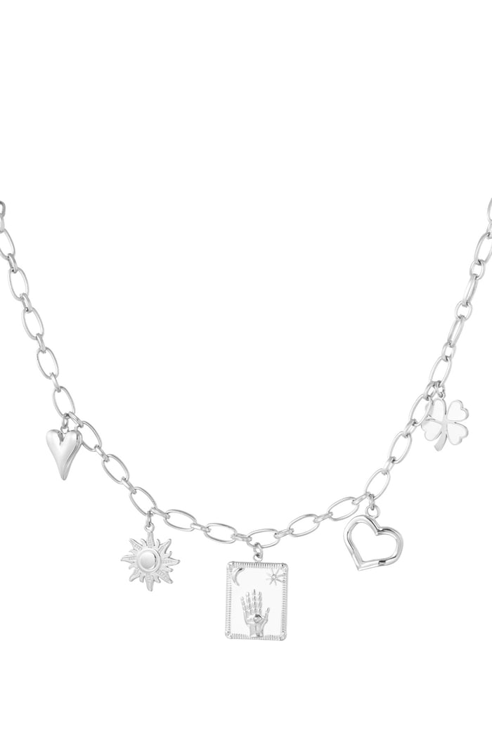 Charm necklace raise your hand - Silver Color color 