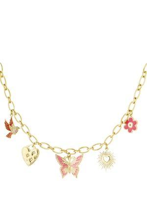 Charm necklace nature calls - Gold Color pink h5 