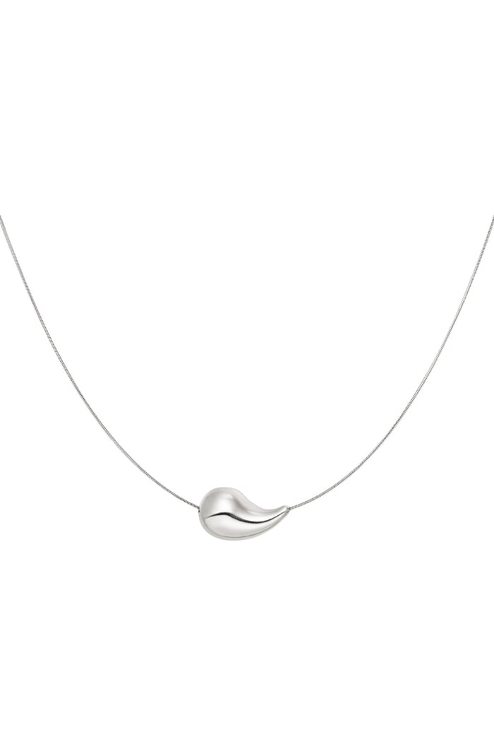 Simple necklace with drop - Silver Color color 