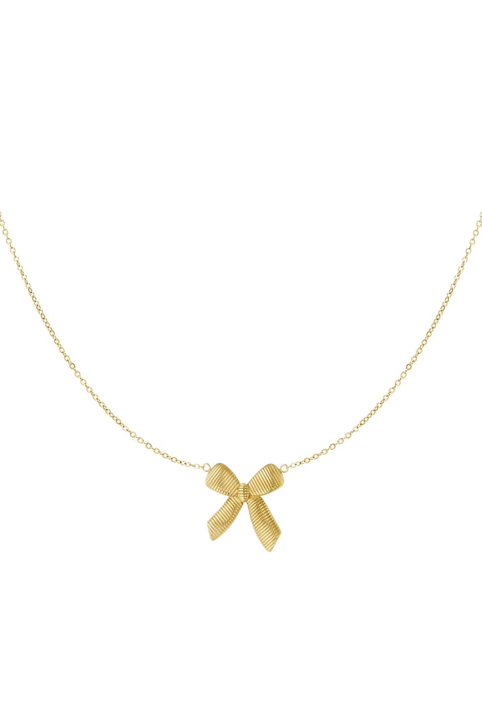 Simple necklace with bow - Gold color 