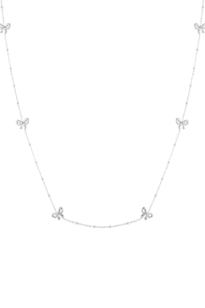 Long necklace with bows - Silver Color color 