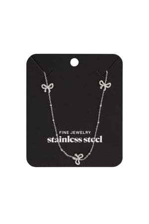 Long necklace with bows - Silver Color color h5 Picture3