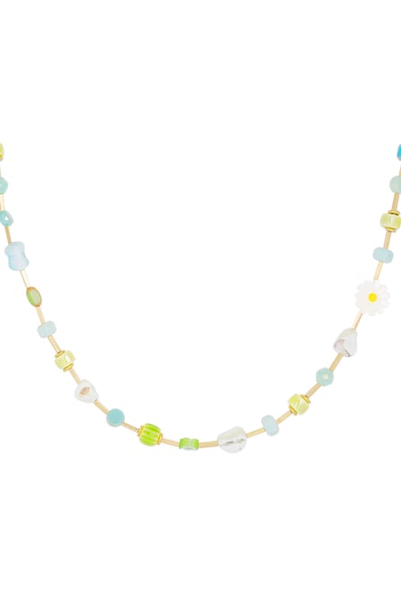 Colorful necklace green oasis - green Gold color