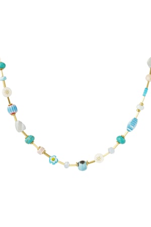 Necklace vintage treasure - blue Gold color h5 