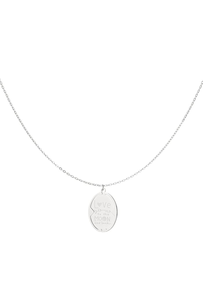 Love you to the moon and back necklace - Silver Color color 