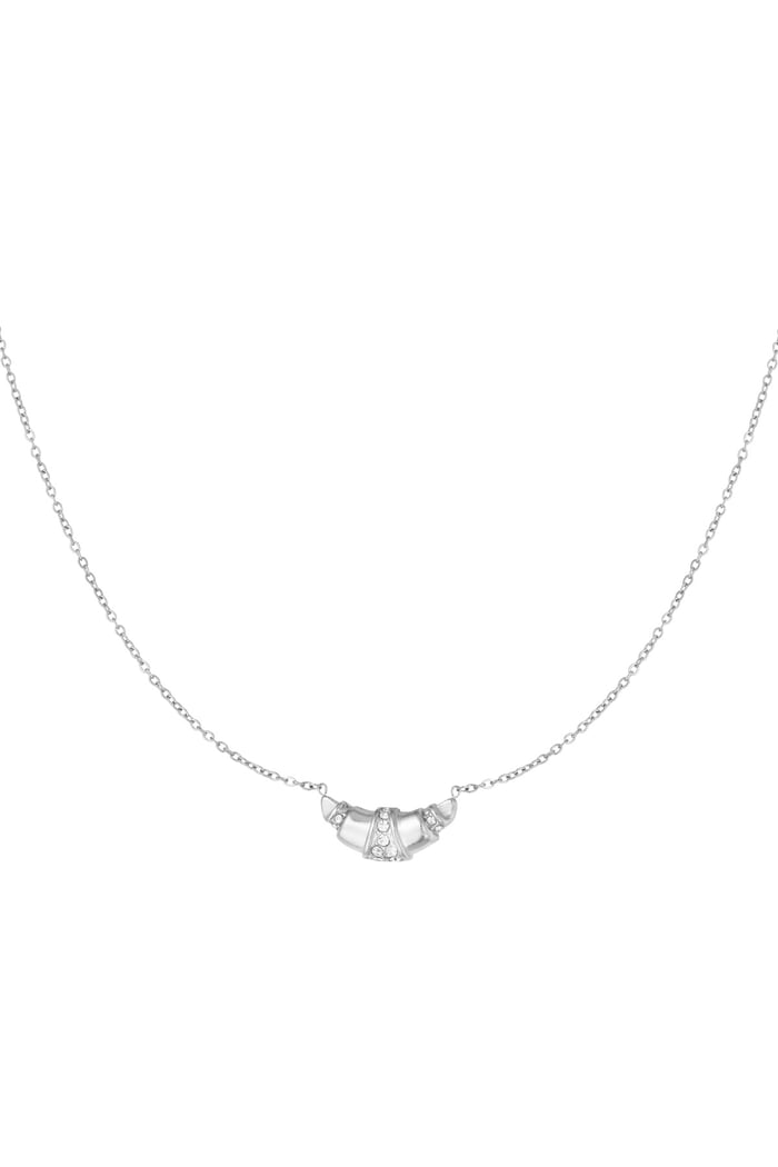 Glitter croissant necklace - Silver Color color 