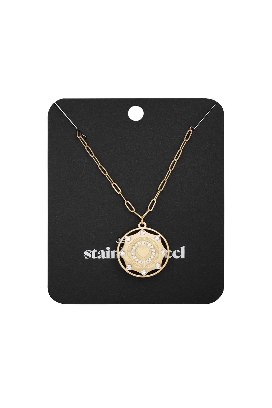 Statement-Halskette mit Liebesanhänger – Goldfarbe - Goldfarbefarbe h5Bild3