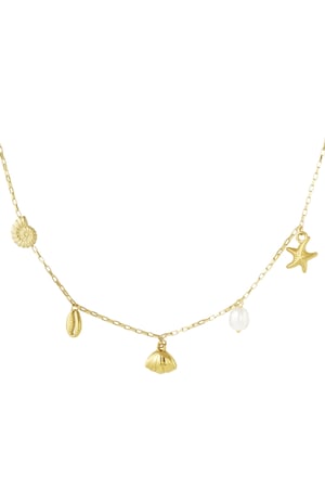 Beach vibes charm necklace - Gold color h5 