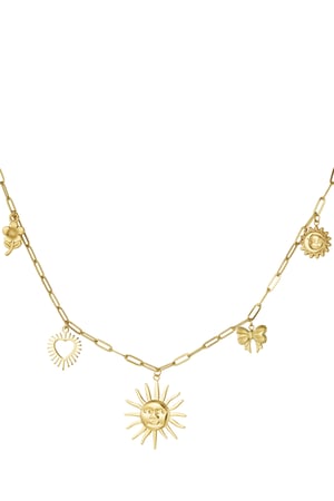 Funky charms necklace - Gold color h5 